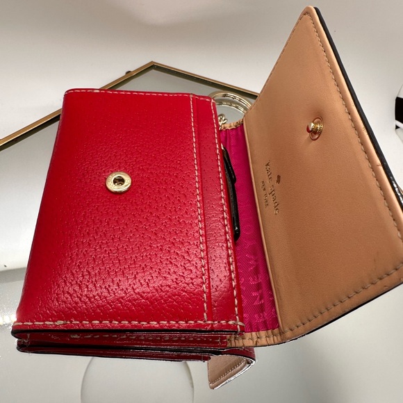 Kate Spade New York | Red Pebbled Leather Keychain Card Case Wallet - Picture 7 of 8